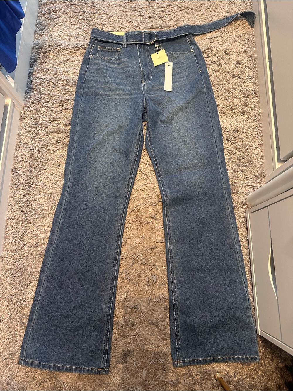 TGLA High-Rise Wide Leg Jeans in Dark Blue NWT